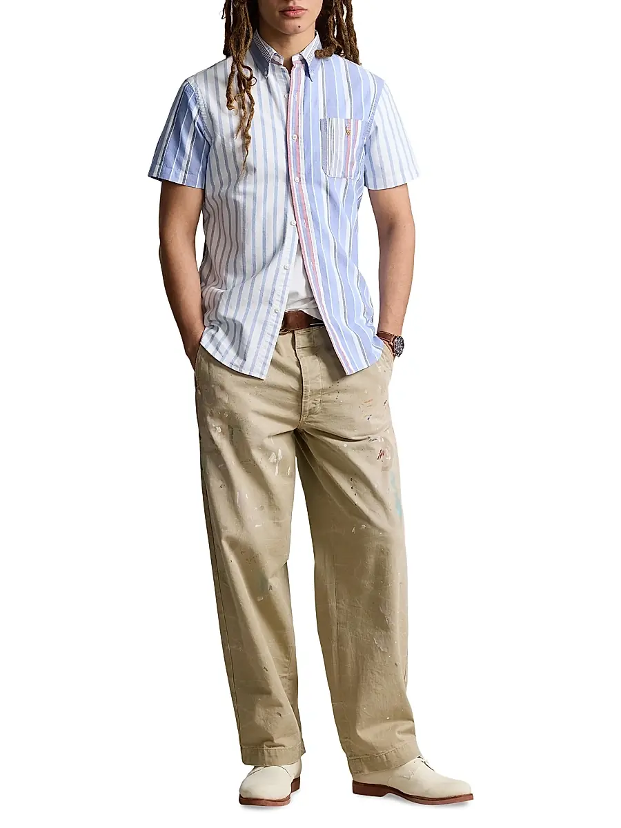 Polo Ralph Lauren Men's Colorblocked Stripe Oxford Short-Sleeve Sport Shirt | Thumbnail 2
