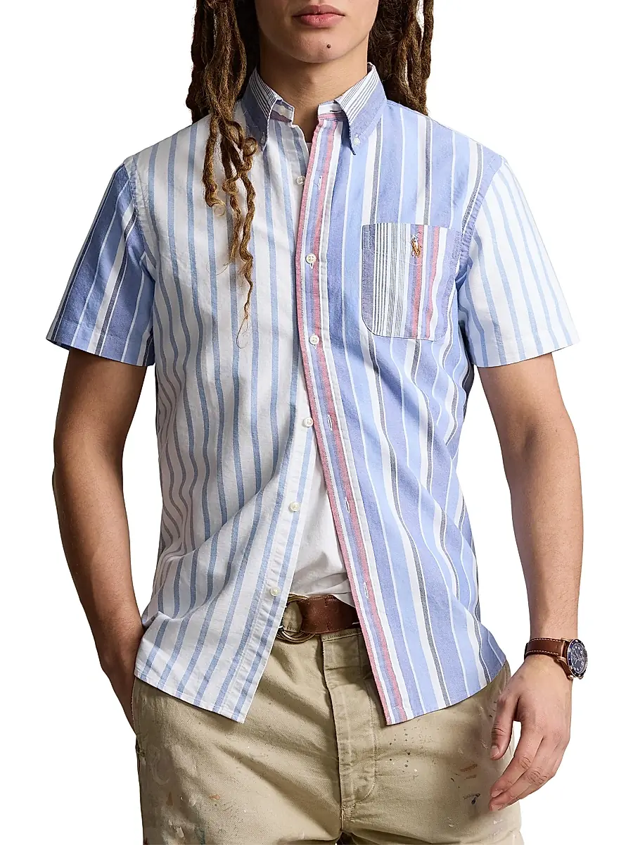 Polo Ralph Lauren Men's Colorblocked Stripe Oxford Short-Sleeve Sport Shirt | Thumbnail 3