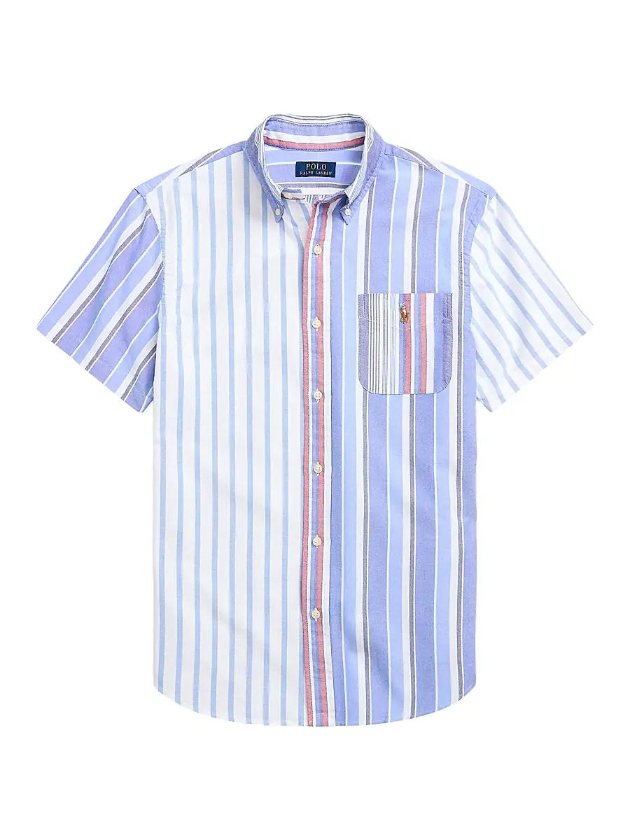 Polo Ralph Lauren Men's Colorblocked Stripe Oxford Short-Sleeve Sport Shirt