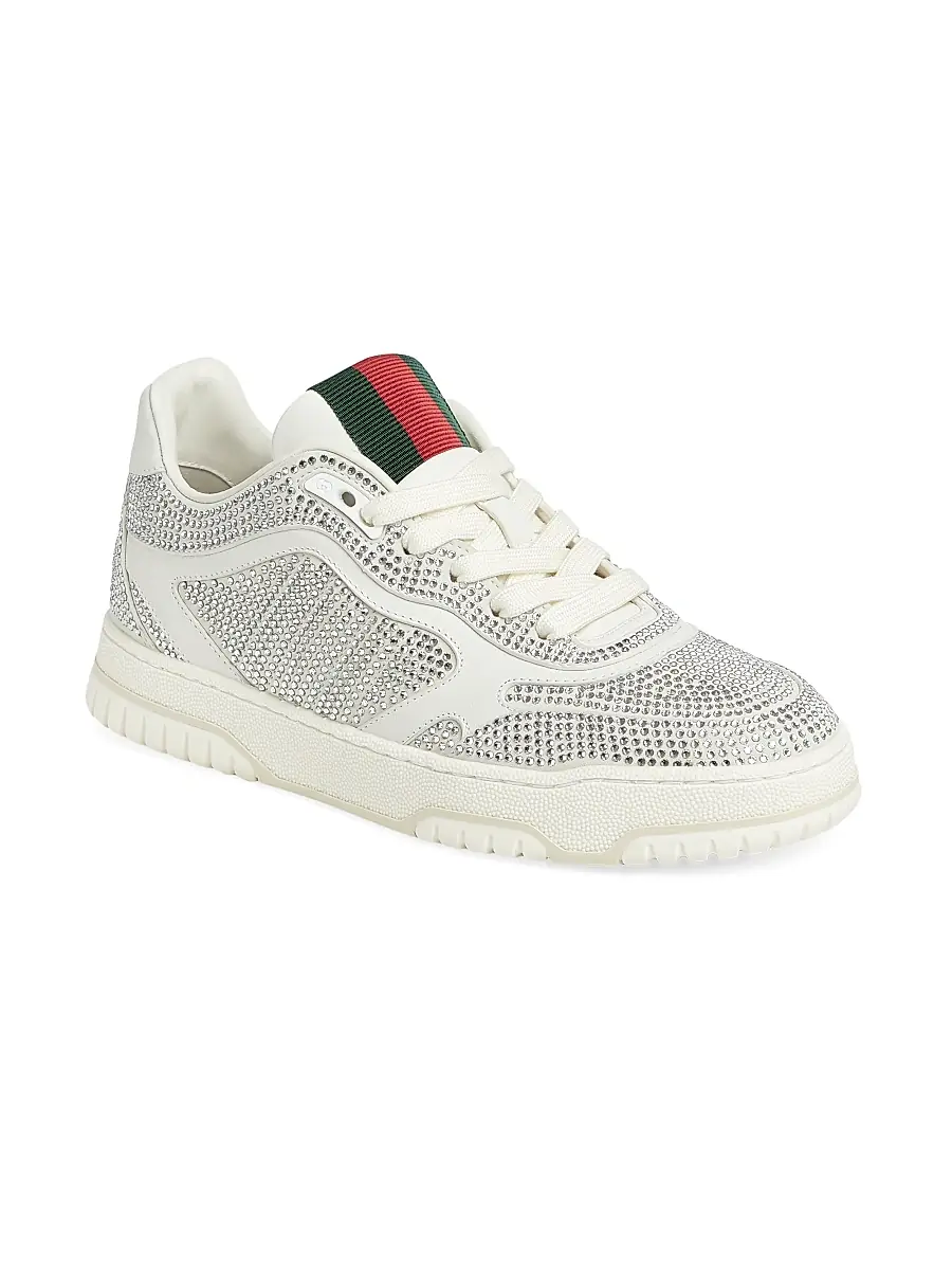 Gucci Women's Re-Web Crystal-Embellished Leather Sneakers - Great White | Thumbnail 2 Gucci Women's Re-Web Crystal-Embellished Leather Sneakers - Great White | Thumbnail 2