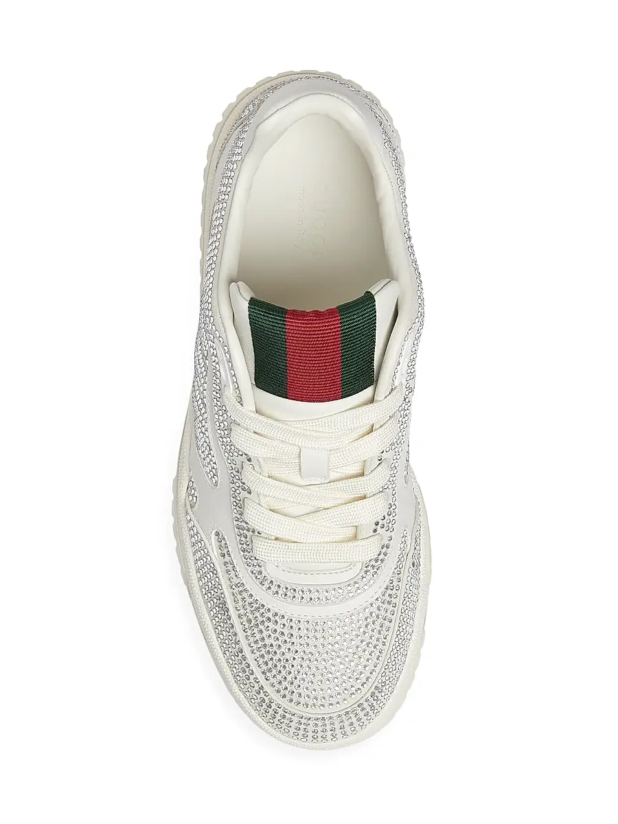 Gucci Women's Re-Web Crystal-Embellished Leather Sneakers - Great White | Thumbnail 5 Gucci Women's Re-Web Crystal-Embellished Leather Sneakers - Great White | Thumbnail 5
