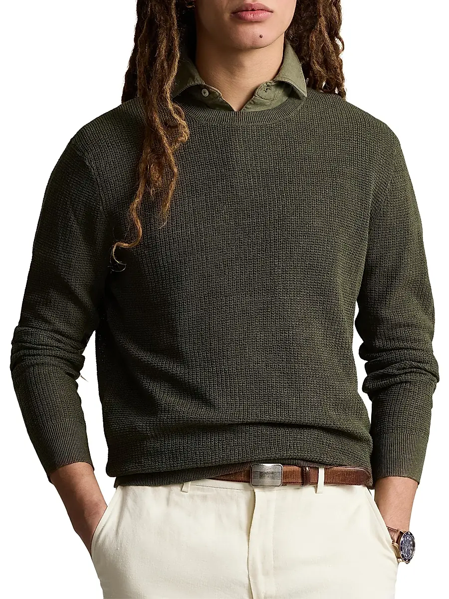 Polo Ralph Lauren Men's Linen Knit Crewneck Sweater | Thumbnail 3 Polo Ralph Lauren Men's Linen Knit Crewneck Sweater | Thumbnail 3