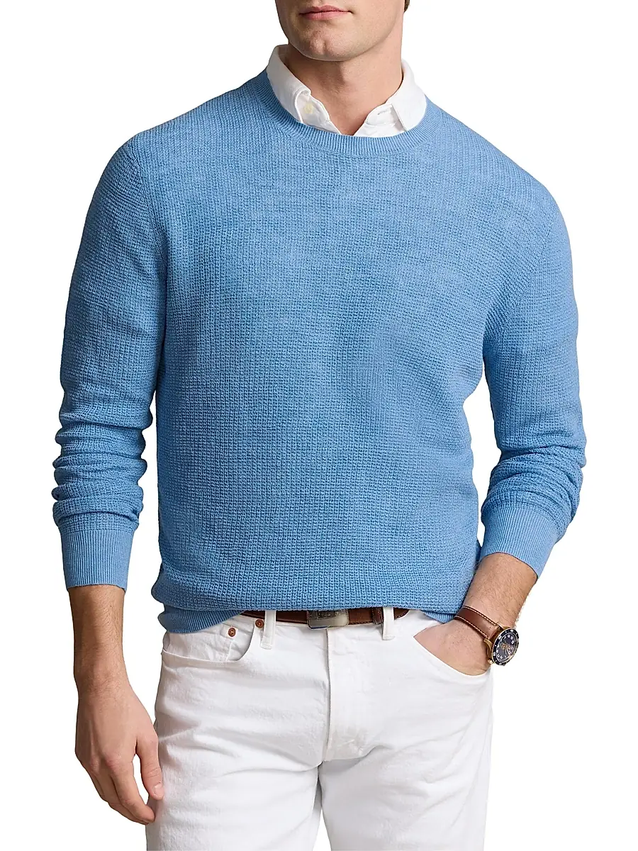 Polo Ralph Lauren Men's Linen Knit Crewneck Sweater | Thumbnail 3 Polo Ralph Lauren Men's Linen Knit Crewneck Sweater | Thumbnail 3