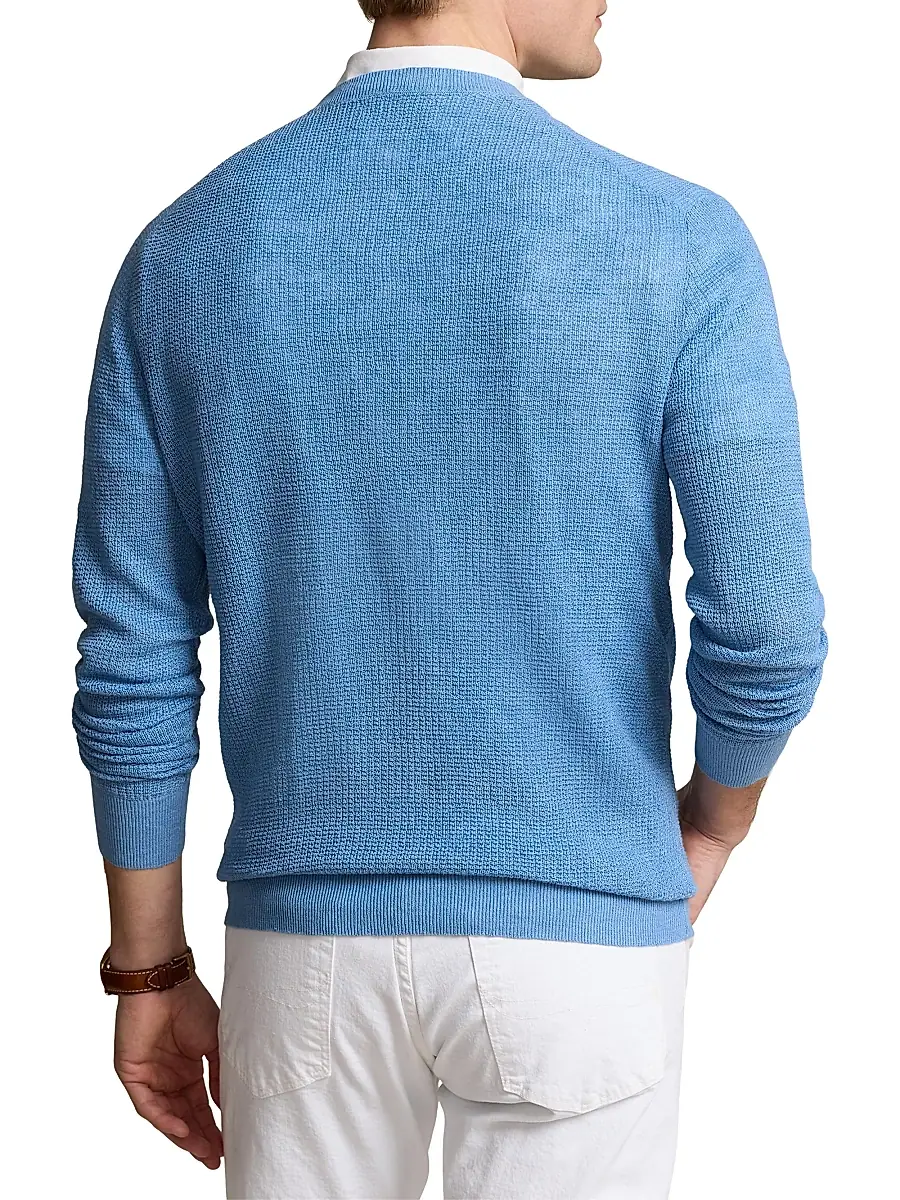 Polo Ralph Lauren Men's Linen Knit Crewneck Sweater | Thumbnail 4 Polo Ralph Lauren Men's Linen Knit Crewneck Sweater | Thumbnail 4