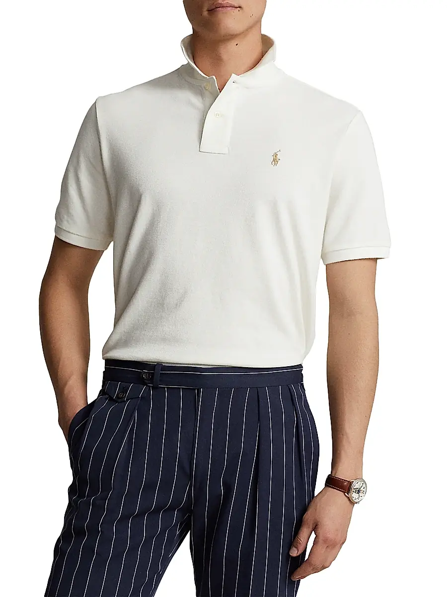 Polo Ralph Lauren Men's Cotton Polo Shirt - Shell | Thumbnail 3 Polo Ralph Lauren Men's Cotton Polo Shirt - Shell | Thumbnail 3