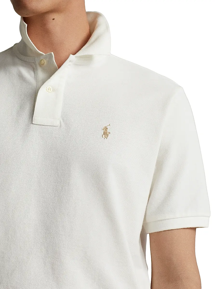 Polo Ralph Lauren Men's Cotton Polo Shirt - Shell | Thumbnail 5 Polo Ralph Lauren Men's Cotton Polo Shirt - Shell | Thumbnail 5