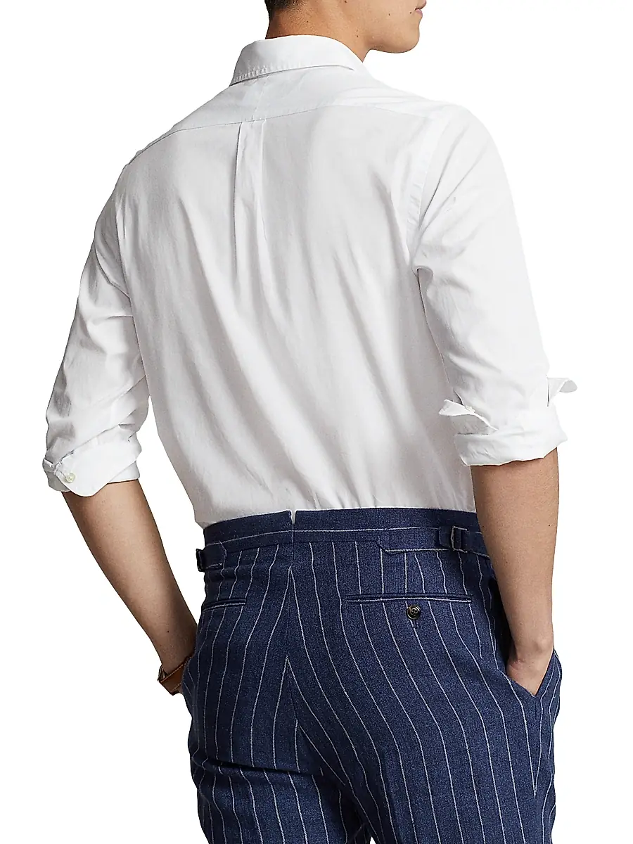 Polo Ralph Lauren Men's Striped Cotton Button-Down Shirt | Thumbnail 4 Polo Ralph Lauren Men's Striped Cotton Button-Down Shirt | Thumbnail 4