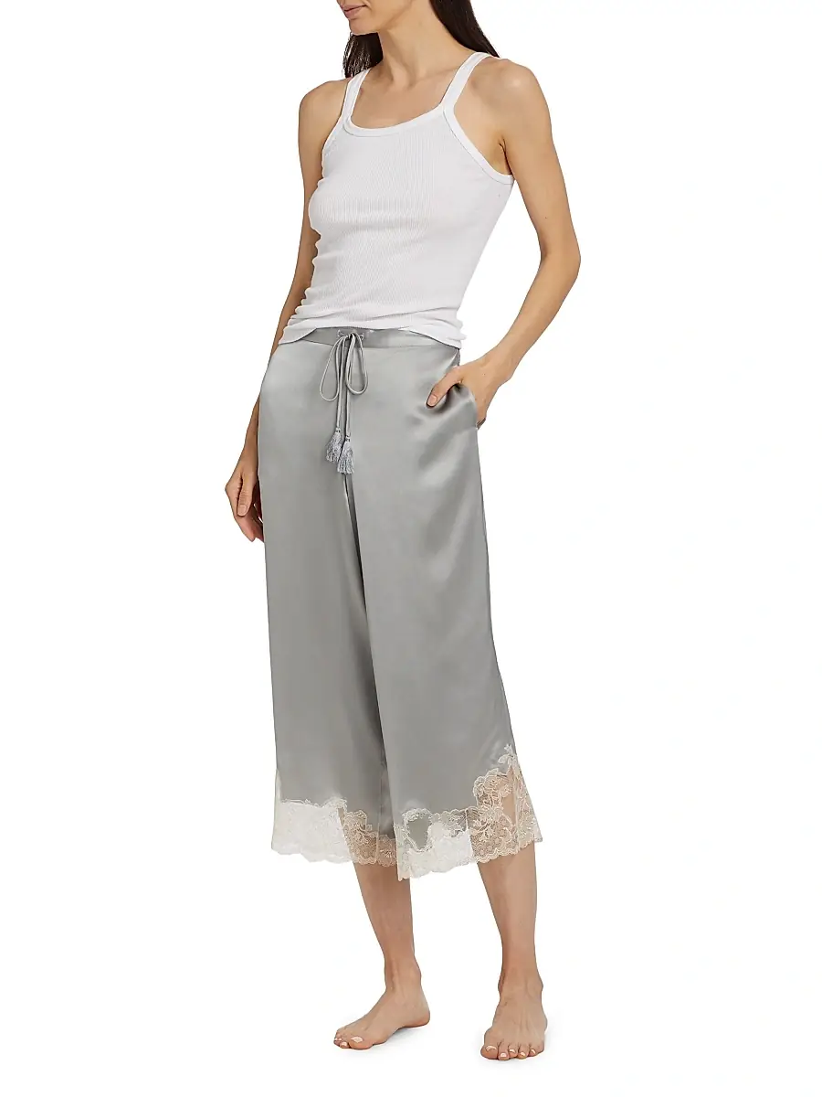 Josie Natori Women's Lolita Silk Lace-Trimmed Pants | Thumbnail 2 Josie Natori Women's Lolita Silk Lace-Trimmed Pants | Thumbnail 2
