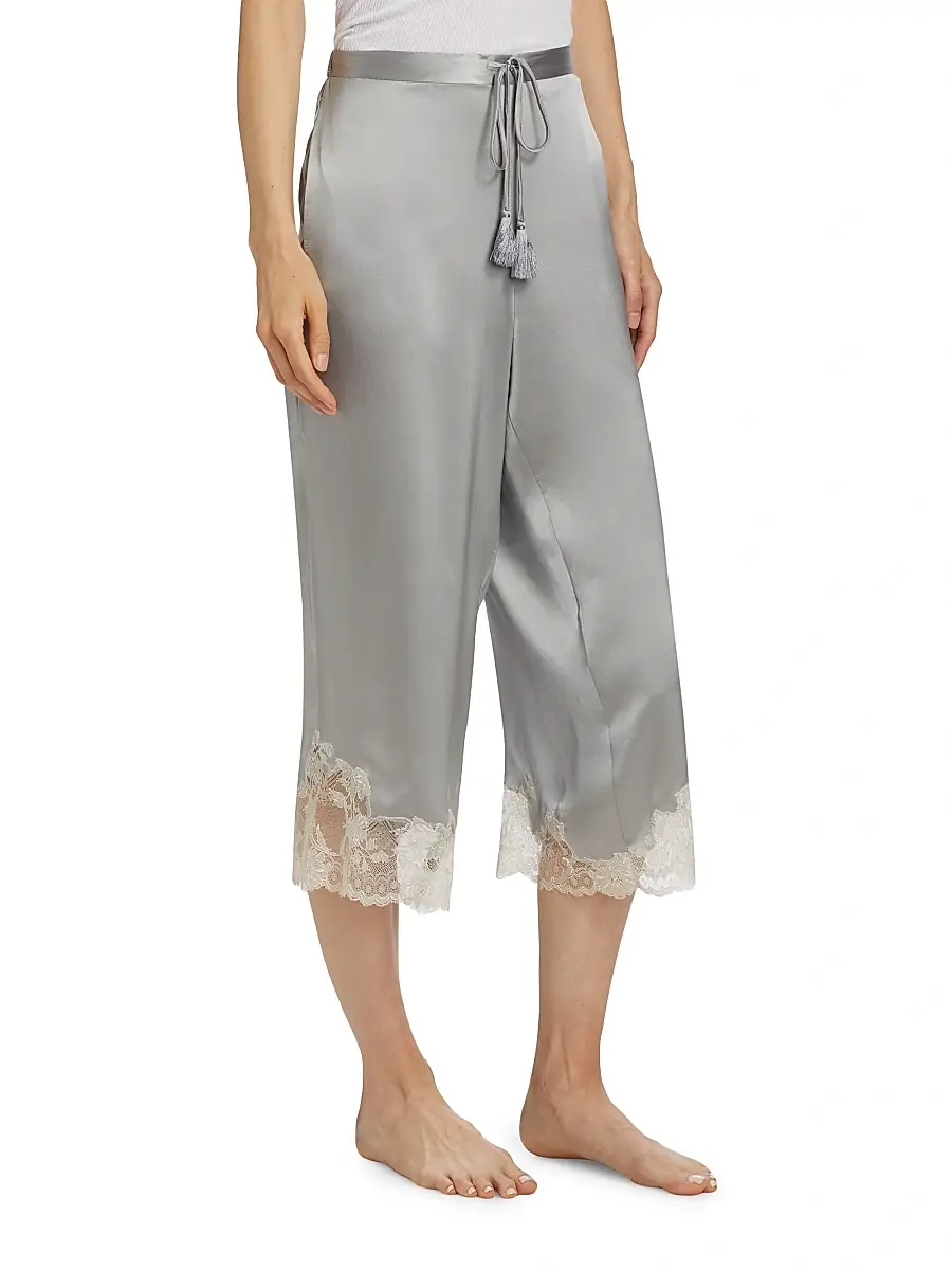 Josie Natori Women's Lolita Silk Lace-Trimmed Pants | Thumbnail 4 Josie Natori Women's Lolita Silk Lace-Trimmed Pants | Thumbnail 4