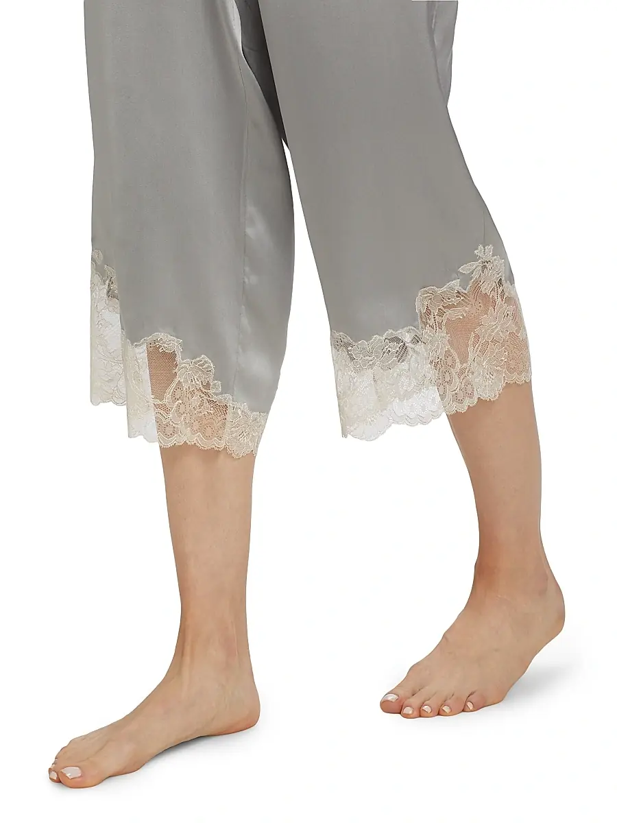 Josie Natori Women's Lolita Silk Lace-Trimmed Pants | Thumbnail 6 Josie Natori Women's Lolita Silk Lace-Trimmed Pants | Thumbnail 6