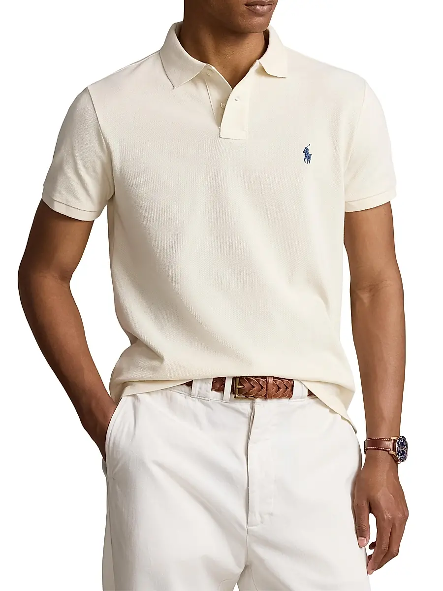 Polo Ralph Lauren Men's Cotton Polo Shirt - Herbal Milk | Thumbnail 3 Polo Ralph Lauren Men's Cotton Polo Shirt - Herbal Milk | Thumbnail 3