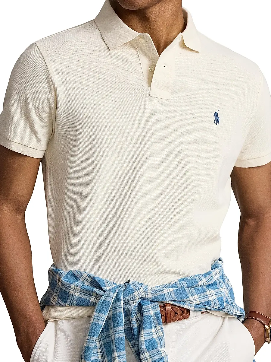 Polo Ralph Lauren Men's Cotton Polo Shirt - Herbal Milk | Thumbnail 5 Polo Ralph Lauren Men's Cotton Polo Shirt - Herbal Milk | Thumbnail 5
