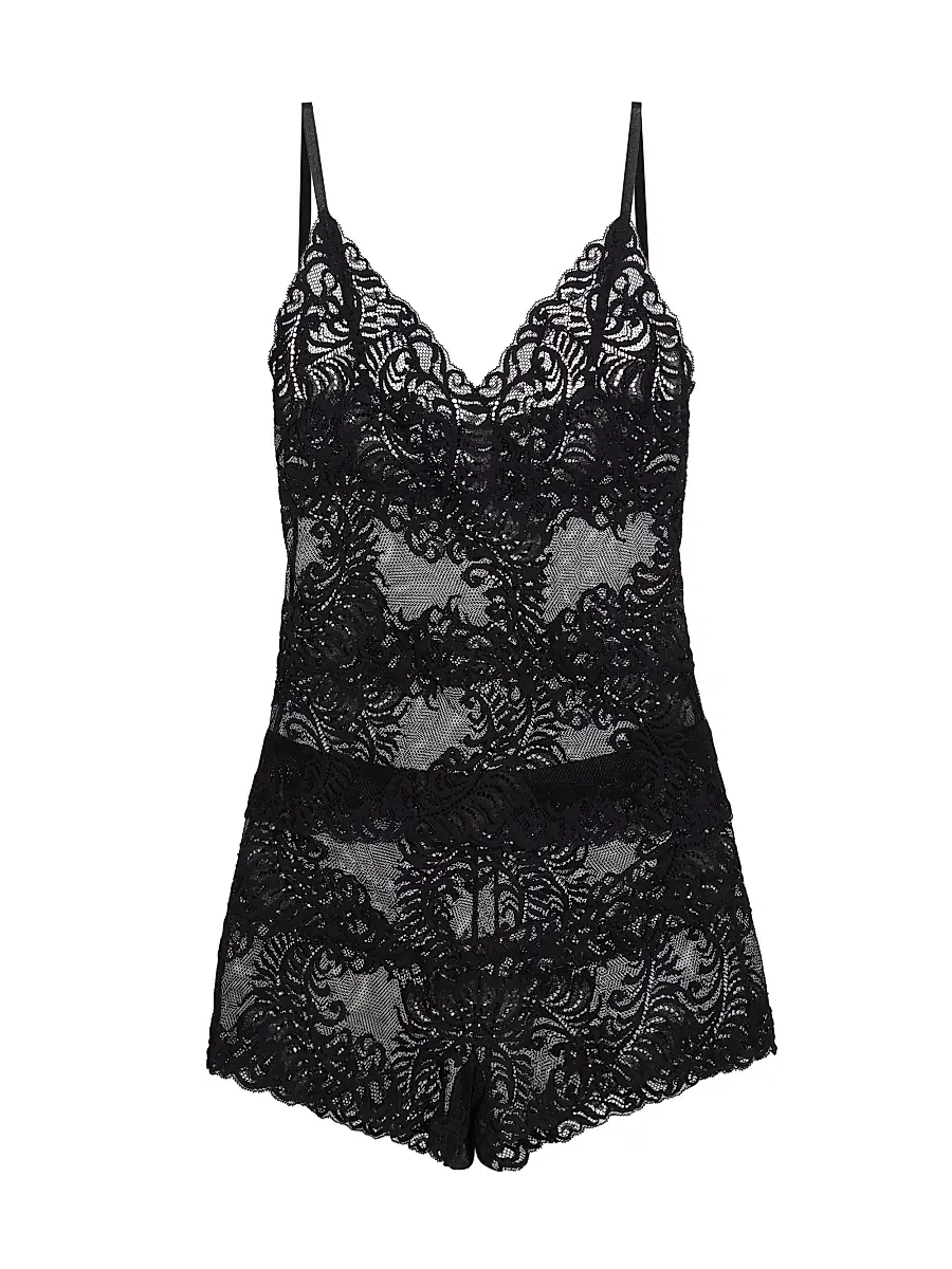Natori Women's Mesh Lace Short Pajamas - Black | Image 1 Natori Women's Mesh Lace Short Pajamas - Black | Image 1