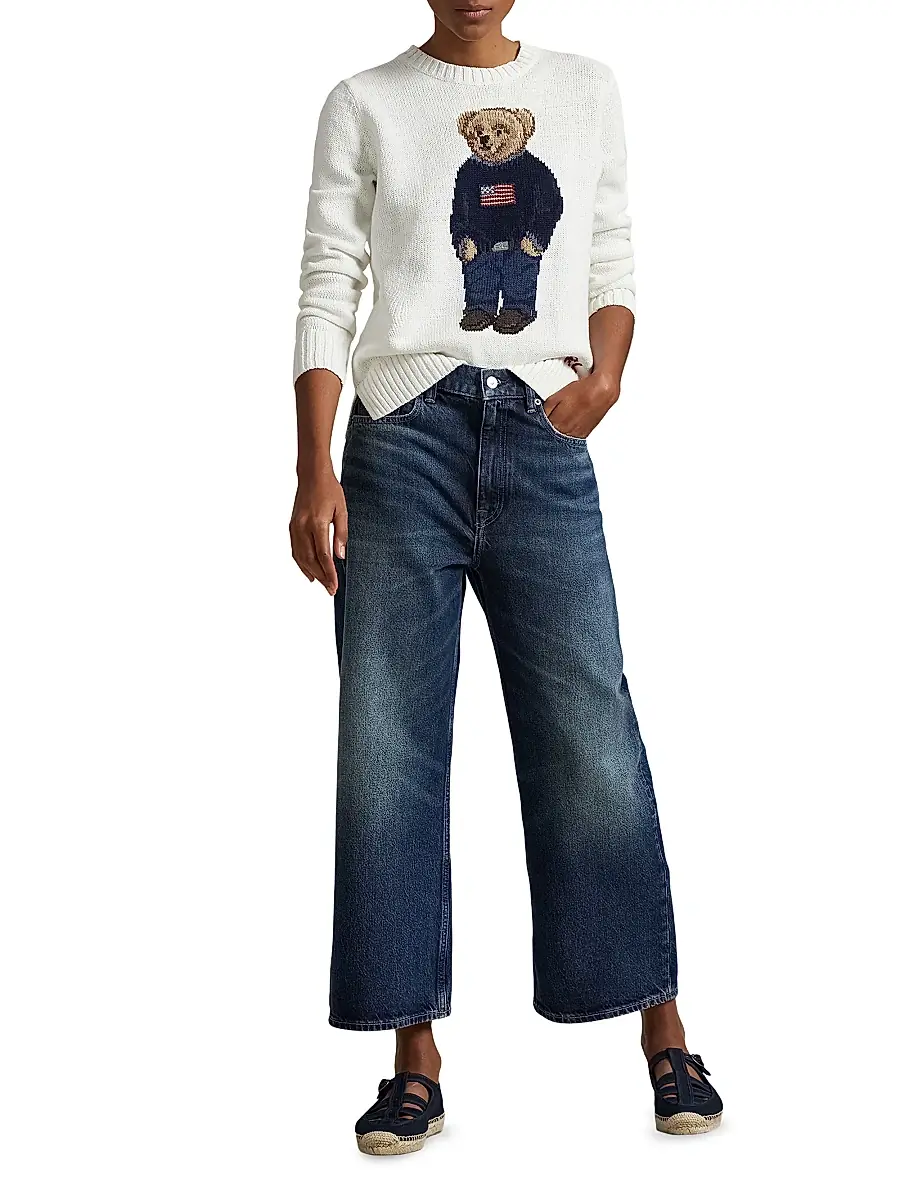 Polo Ralph Lauren Women's Cotton-Linen Crewneck Bear Sweater | Thumbnail 2 Polo Ralph Lauren Women's Cotton-Linen Crewneck Bear Sweater | Thumbnail 2