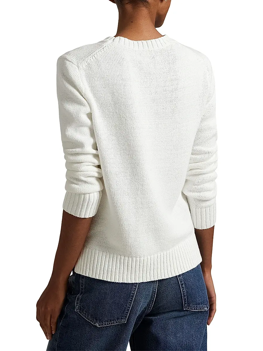 Polo Ralph Lauren Women's Cotton-Linen Crewneck Bear Sweater | Thumbnail 4 Polo Ralph Lauren Women's Cotton-Linen Crewneck Bear Sweater | Thumbnail 4