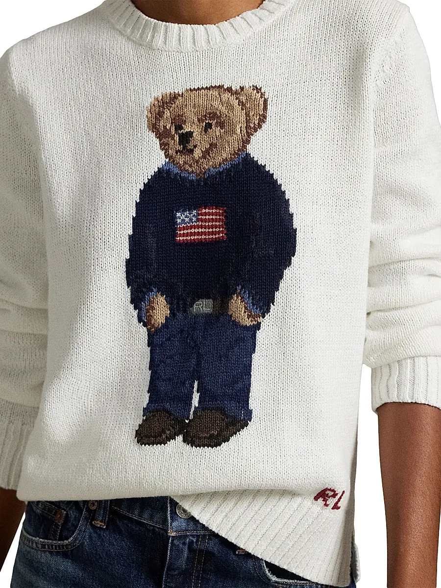 Polo Ralph Lauren Women's Cotton-Linen Crewneck Bear Sweater | Thumbnail 5 Polo Ralph Lauren Women's Cotton-Linen Crewneck Bear Sweater | Thumbnail 5