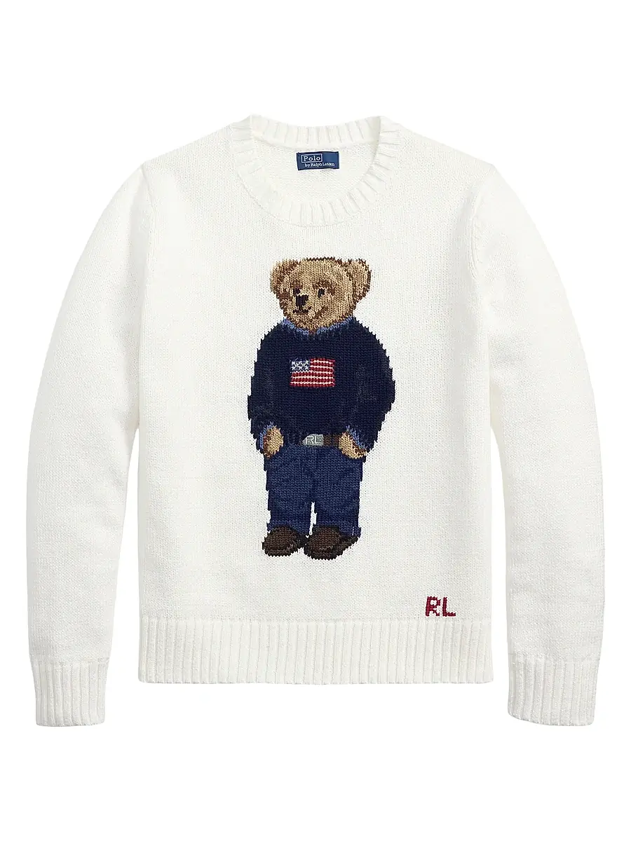 Polo Ralph Lauren Women's Cotton-Linen Crewneck Bear Sweater