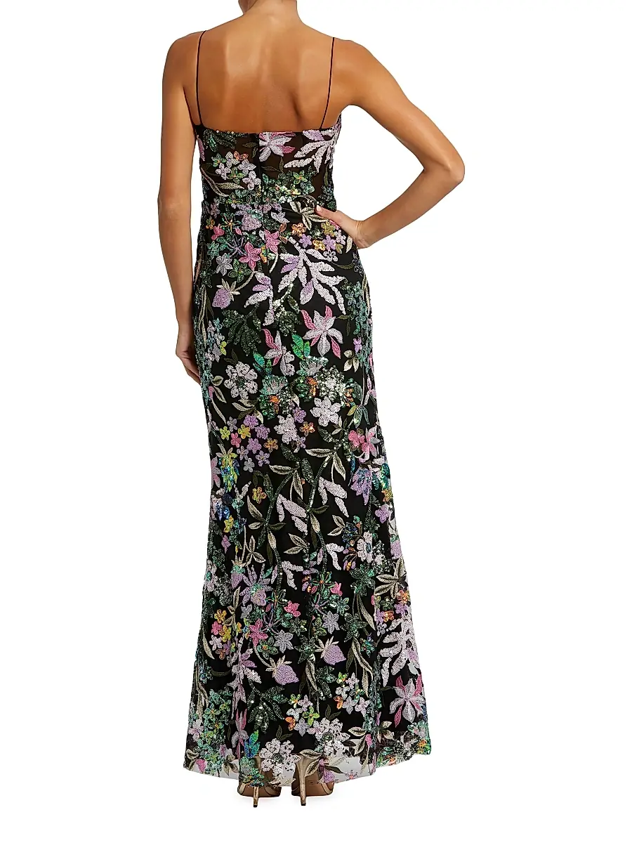 Mac Duggal Women's Floral Sequined Sleeveless Maxi Dress | Thumbnail 2