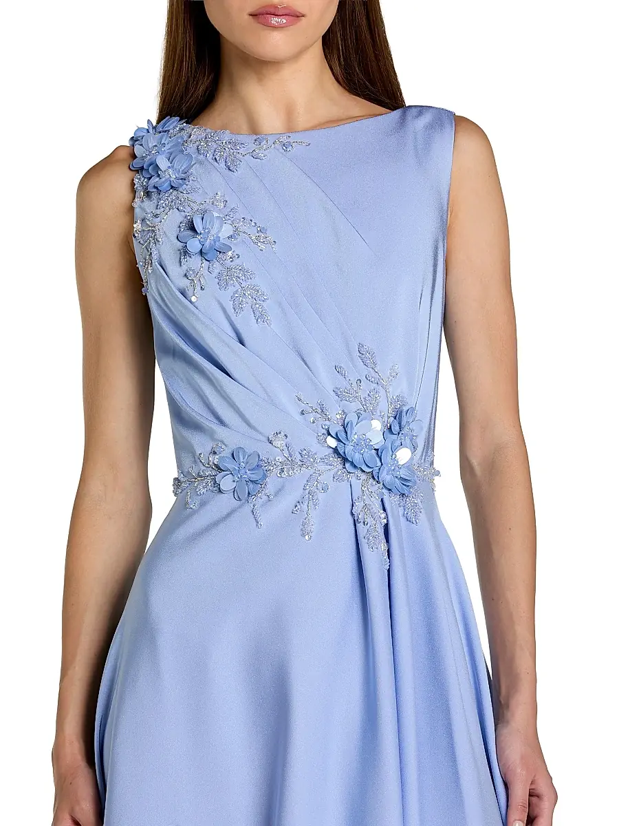 Mac Duggal Women's Floral Appliqué Crêpe A-Line Gown | Thumbnail 3