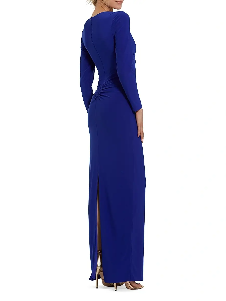Mac Duggal Women's Jersey Twist Knot Slip Gown | Thumbnail 2