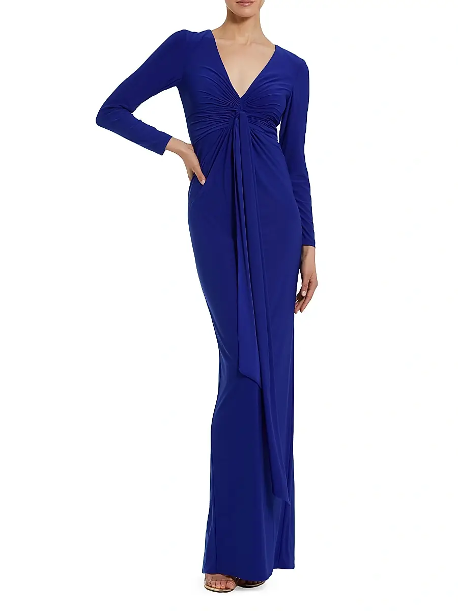 Mac Duggal Women's Jersey Twist Knot Slip Gown
