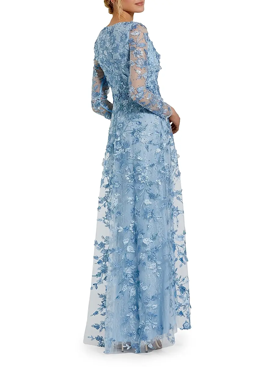 Mac Duggal Women's 3D Floral-Embellished Lace Gown | Thumbnail 2