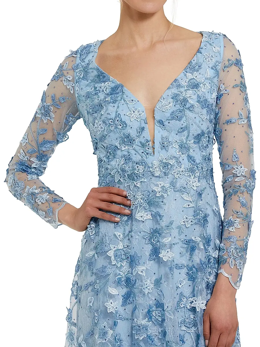 Mac Duggal Women's 3D Floral-Embellished Lace Gown | Thumbnail 3