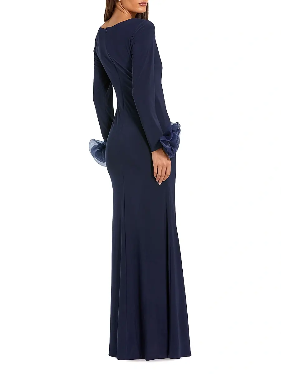 Mac Duggal Women's Organza Rosette Long-Sleeve Gown | Thumbnail 2