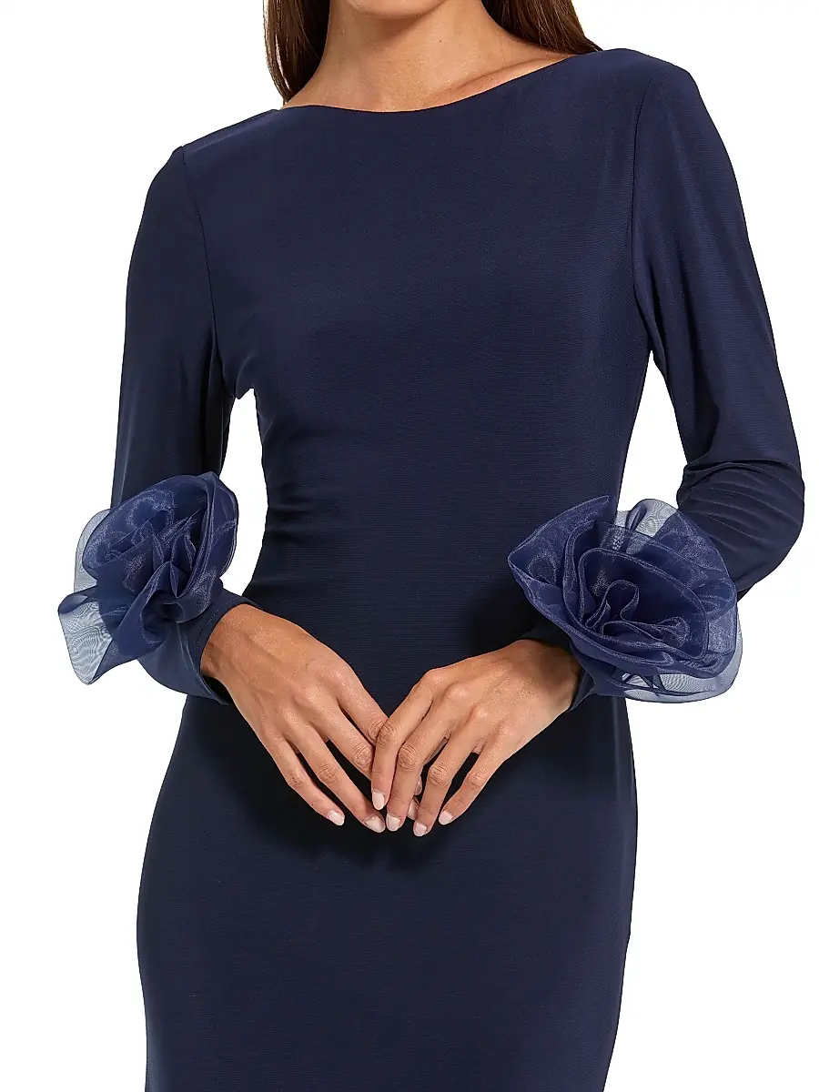 Mac Duggal Women's Organza Rosette Long-Sleeve Gown | Thumbnail 3