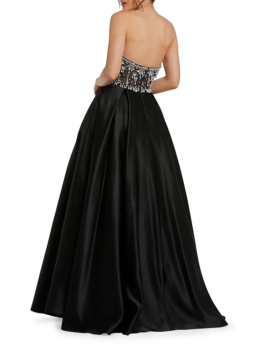 Mac Duggal Women's Satin Embellished Strapless Ballgown - Black | Thumbnail 2 Mac Duggal Women's Satin Embellished Strapless Ballgown - Black | Thumbnail 2