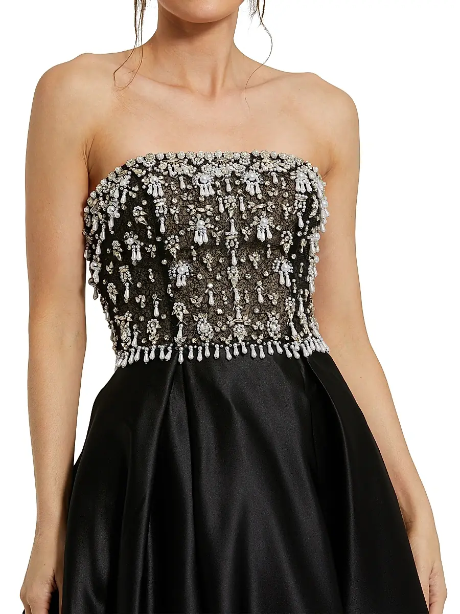 Mac Duggal Women's Satin Embellished Strapless Ballgown - Black | Thumbnail 3 Mac Duggal Women's Satin Embellished Strapless Ballgown - Black | Thumbnail 3