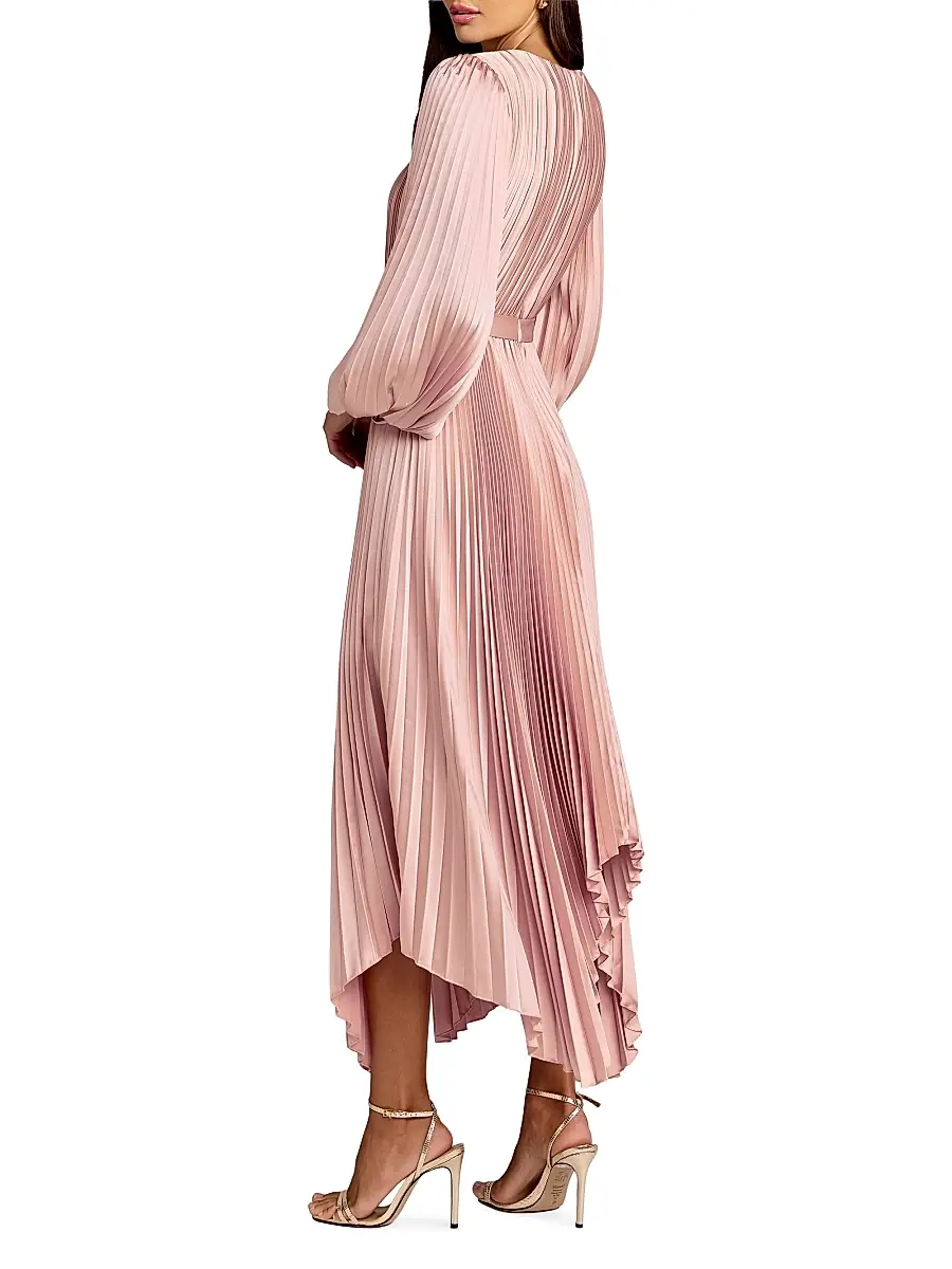 Mac Duggal Women's Ieena Pleated Midi-Dress | Thumbnail 2 Mac Duggal Women's Ieena Pleated Midi-Dress | Thumbnail 2