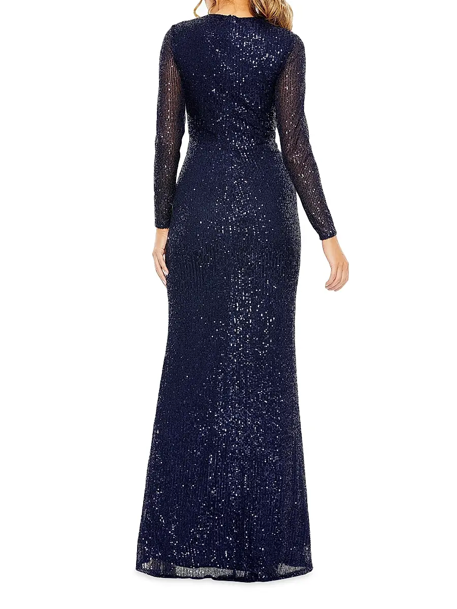 Mac Duggal Women's Sequined Knotted Column Gown | Thumbnail 2 Mac Duggal Women's Sequined Knotted Column Gown | Thumbnail 2