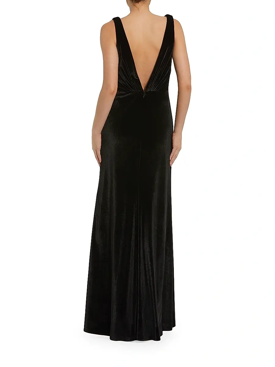 Mac Duggal Women's Draped Velvet Tie Slip Gown | Thumbnail 2 Mac Duggal Women's Draped Velvet Tie Slip Gown | Thumbnail 2