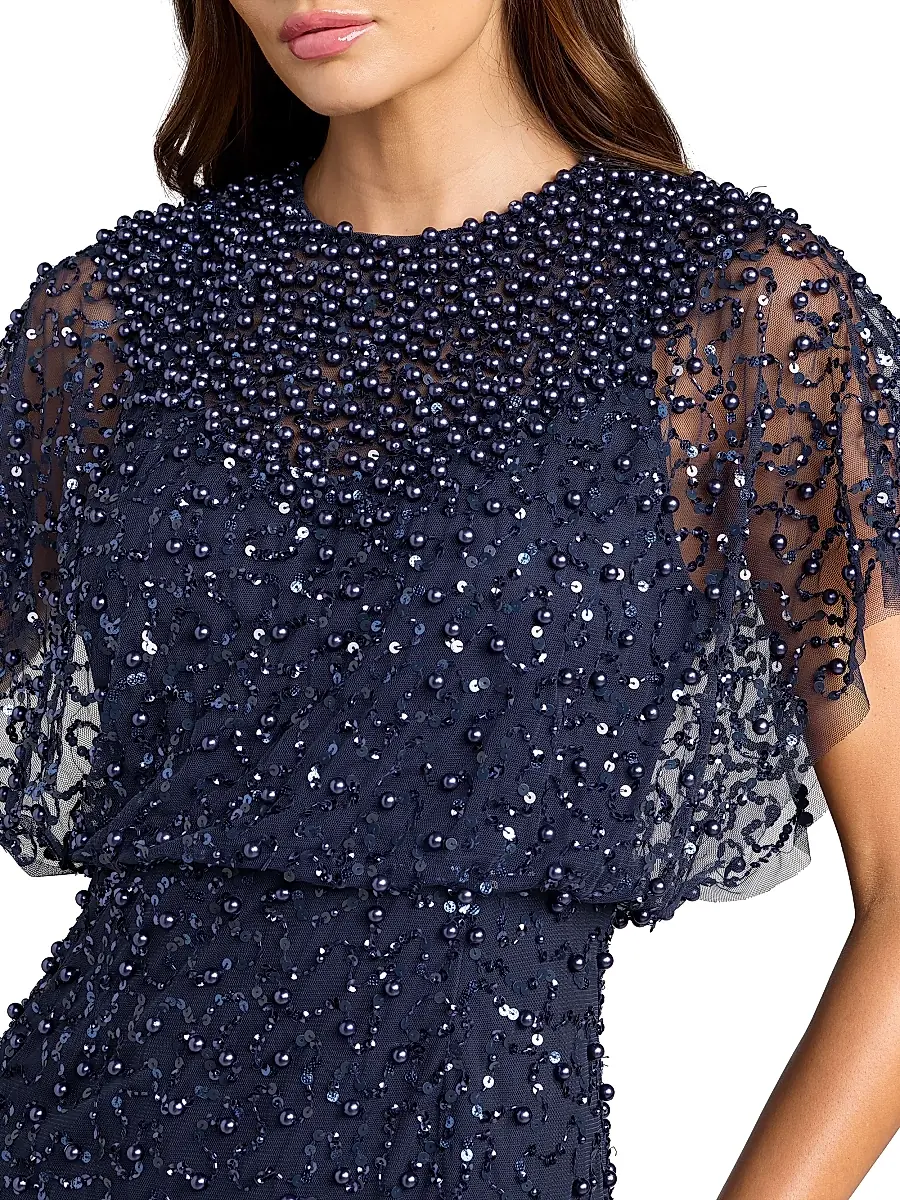 Mac Duggal Women's Beaded Sequin Shawl Gown | Thumbnail 3 Mac Duggal Women's Beaded Sequin Shawl Gown | Thumbnail 3