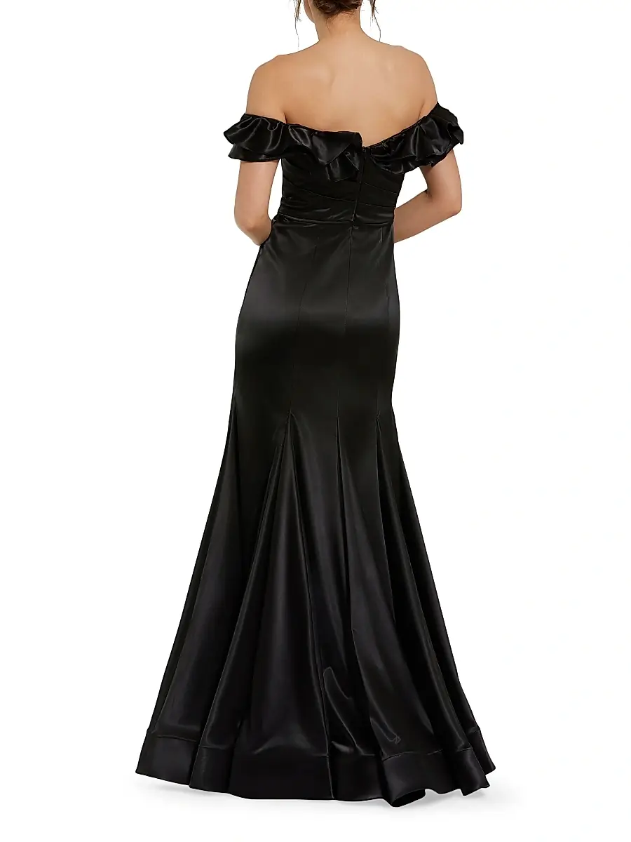 Mac Duggal Women's Satin Ruffled Off-The-Shoulder Mermaid Gown | Thumbnail 2 Mac Duggal Women's Satin Ruffled Off-The-Shoulder Mermaid Gown | Thumbnail 2