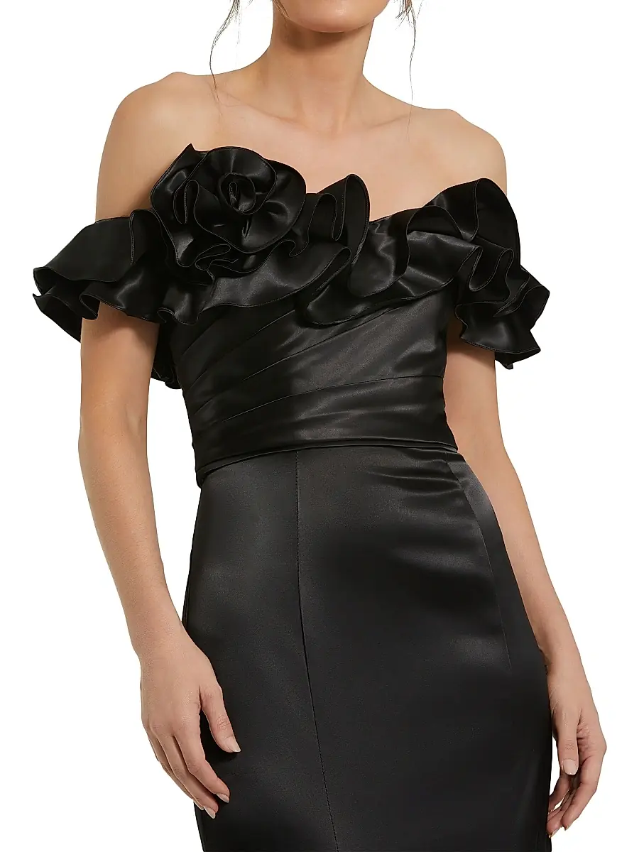 Mac Duggal Women's Satin Ruffled Off-The-Shoulder Mermaid Gown | Thumbnail 3 Mac Duggal Women's Satin Ruffled Off-The-Shoulder Mermaid Gown | Thumbnail 3