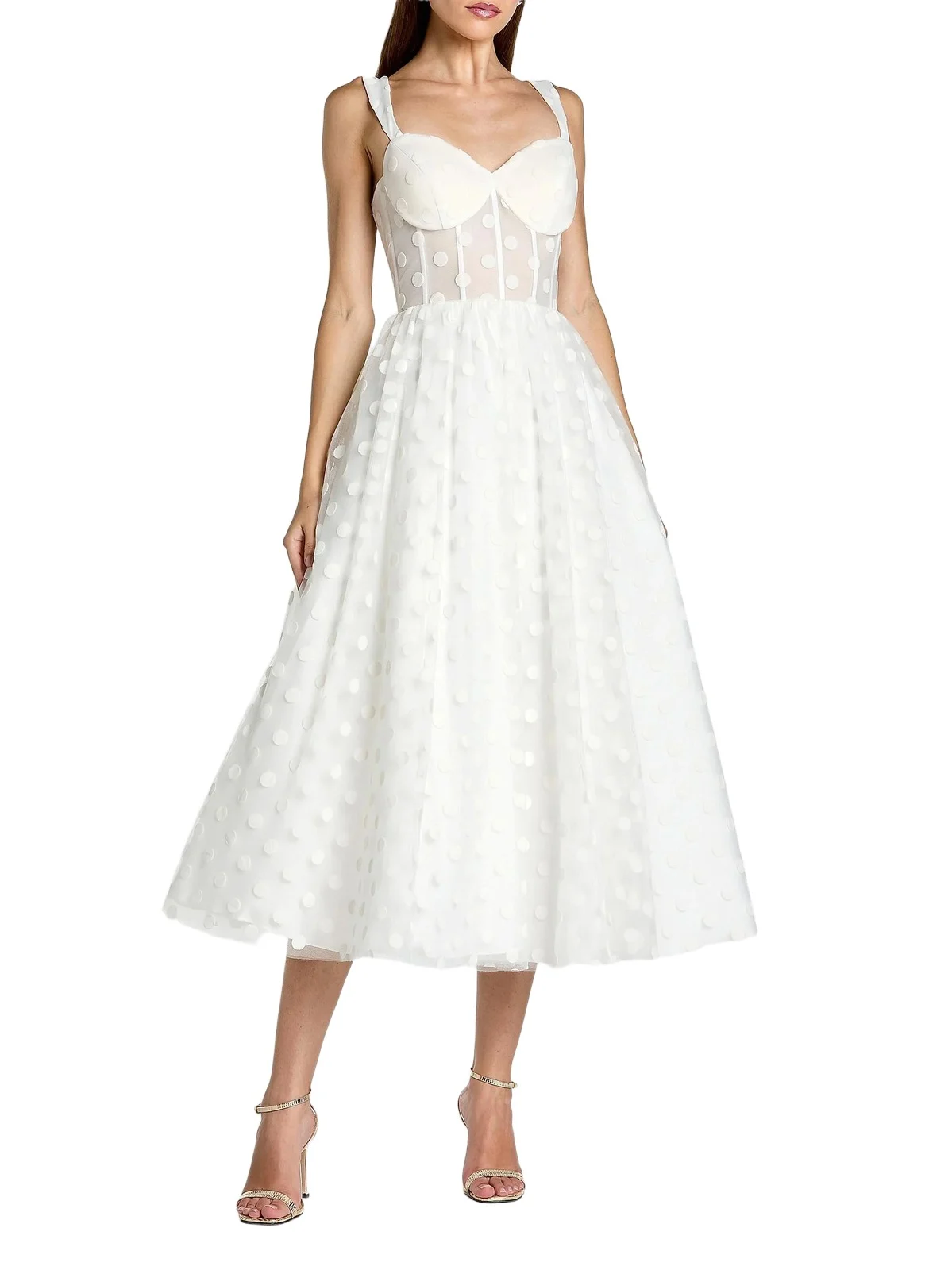 Mac Duggal Women's Polka Dot Tulle Bustier Cocktail Dress