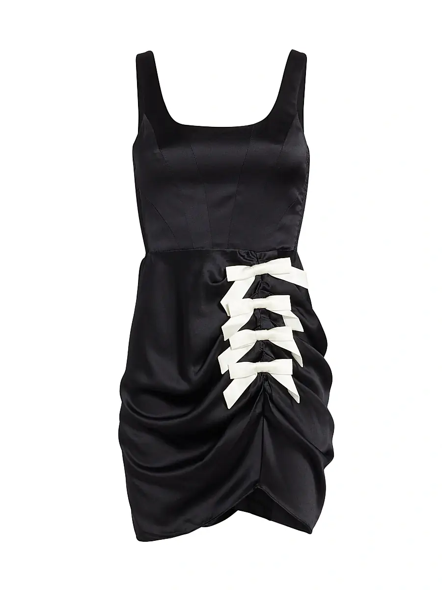 Amanda Uprichard Women's Fiorella Bow-Detail Minidress - Black White | Image 1 Amanda Uprichard Women's Fiorella Bow-Detail Minidress - Black White | Image 1