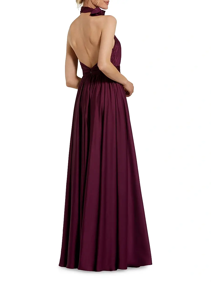 Mac Duggal Women's Chiffon Halter Gown | Thumbnail 2 Mac Duggal Women's Chiffon Halter Gown | Thumbnail 2