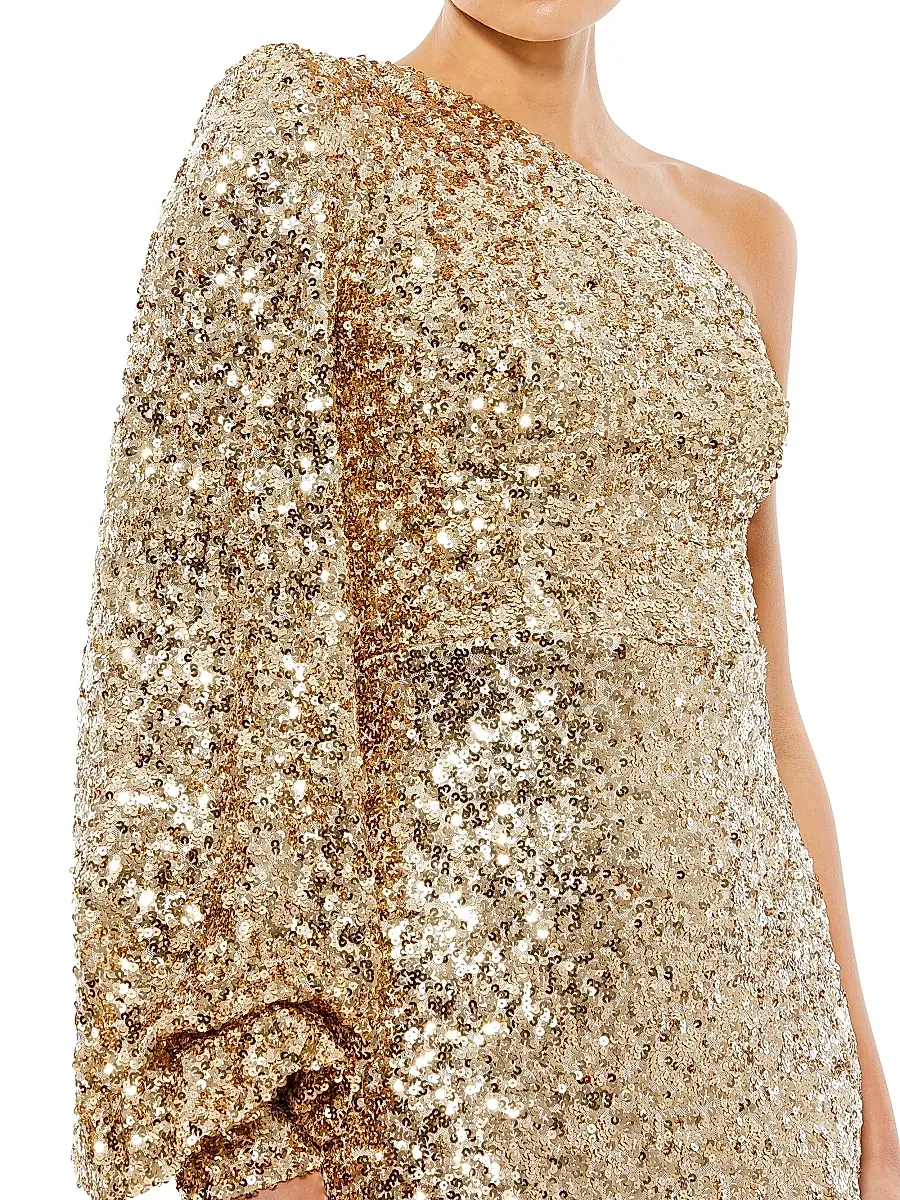 Mac Duggal Women's Metallic One-Shoulder Gown | Thumbnail 3 Mac Duggal Women's Metallic One-Shoulder Gown | Thumbnail 3
