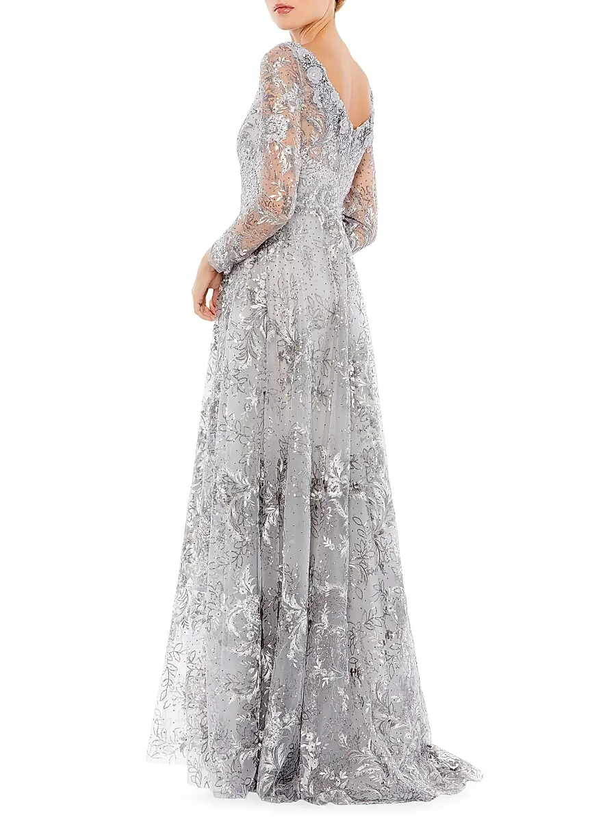 Mac Duggal Women's Floral Embroidered Illusion Gown | Thumbnail 2
