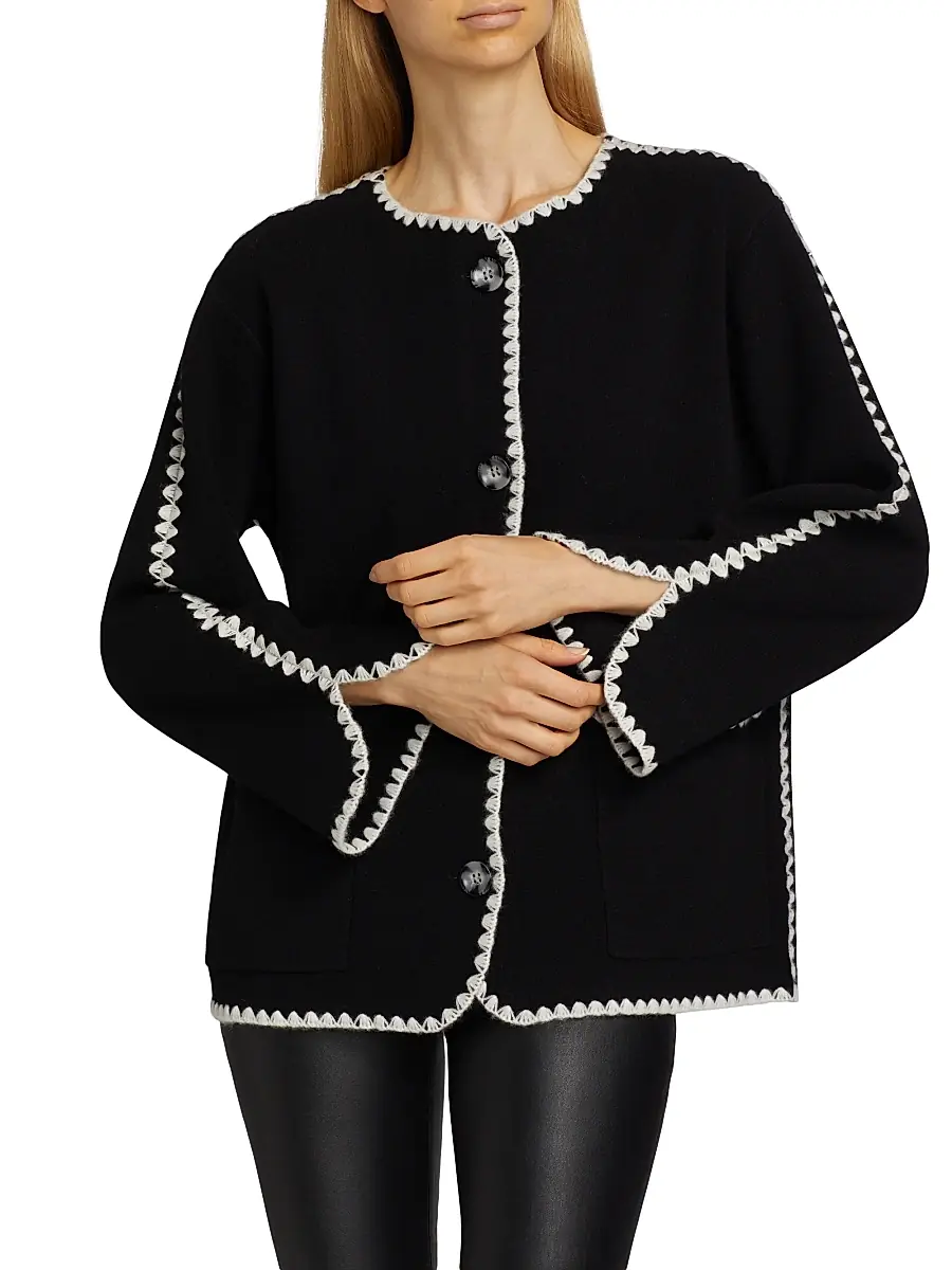 Saks Fifth Avenue Women's Whipstitch-Trim Cashmere Cardigan | Thumbnail 3 Saks Fifth Avenue Women's Whipstitch-Trim Cashmere Cardigan | Thumbnail 3