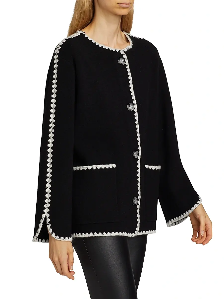 Saks Fifth Avenue Women's Whipstitch-Trim Cashmere Cardigan | Thumbnail 4 Saks Fifth Avenue Women's Whipstitch-Trim Cashmere Cardigan | Thumbnail 4