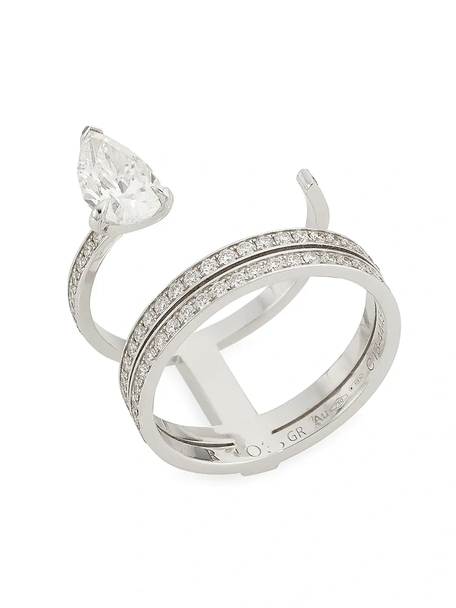 Repossi Women's 18K White Gold & Diamond Openwork Three-Row Ring - White Gold | Image 1 Repossi Women's 18K White Gold & Diamond Openwork Three-Row Ring - White Gold | Image 1