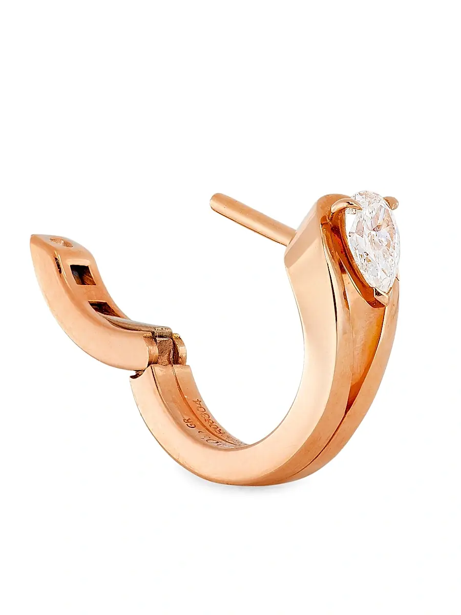 Repossi Women's Serti Inversé 18K Rose Gold & Diamond Single Hoop Earring - Rose Gold | Thumbnail 3 Repossi Women's Serti Inversé 18K Rose Gold & Diamond Single Hoop Earring - Rose Gold | Thumbnail 3