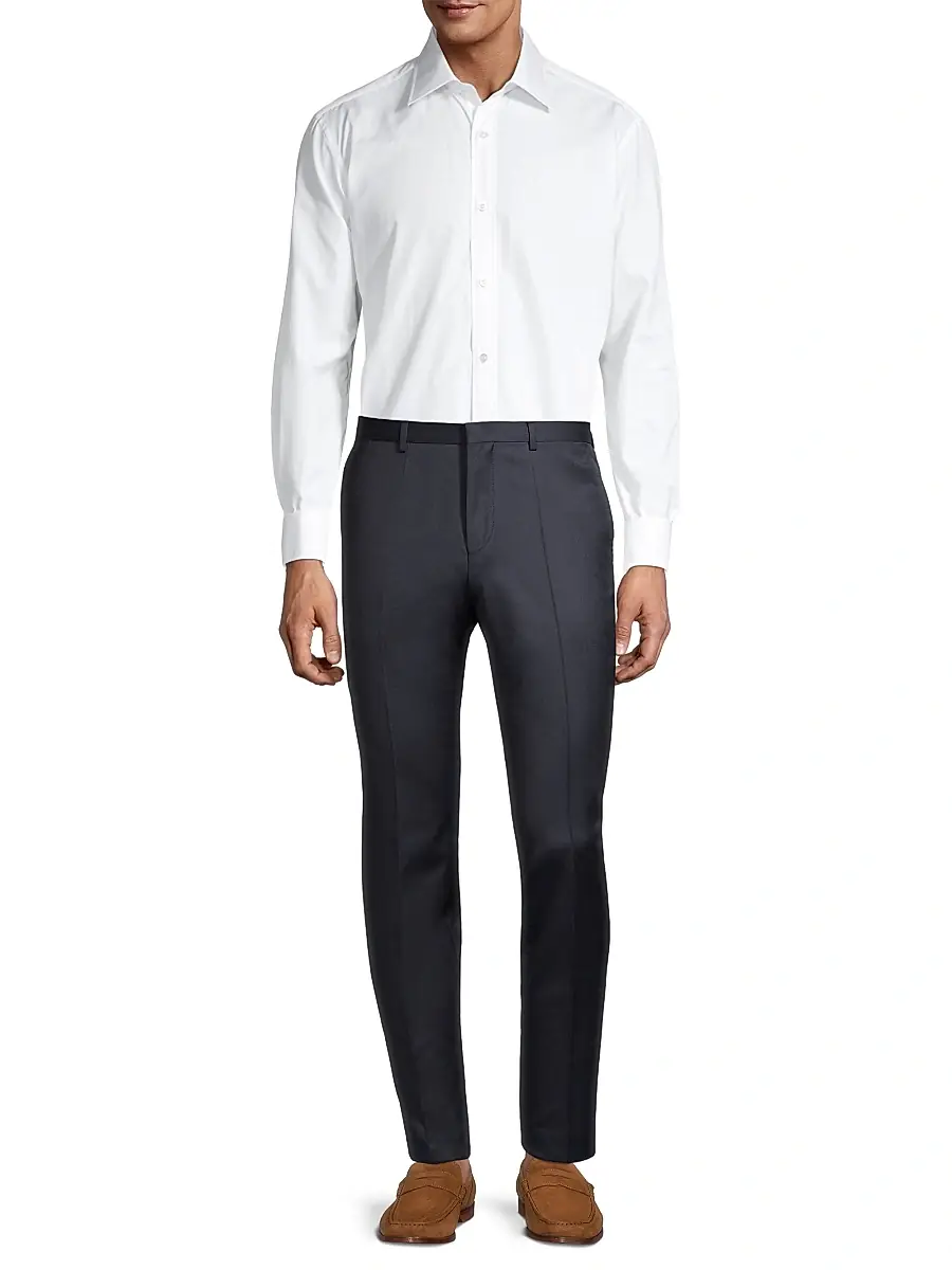 Charvet Men's Solid Poplin Dress Shirt | Thumbnail 2 Charvet Men's Solid Poplin Dress Shirt | Thumbnail 2