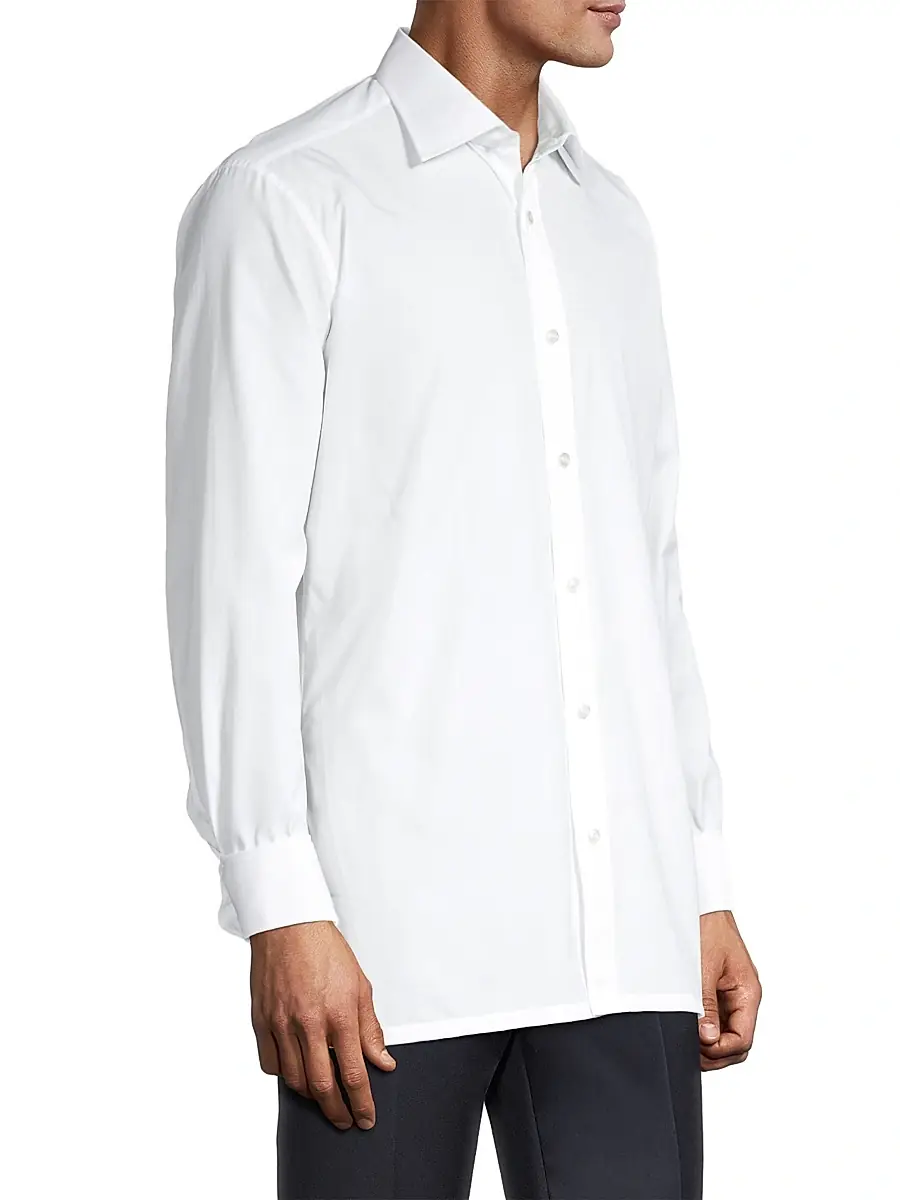 Charvet Men's Solid Poplin Dress Shirt | Thumbnail 4 Charvet Men's Solid Poplin Dress Shirt | Thumbnail 4
