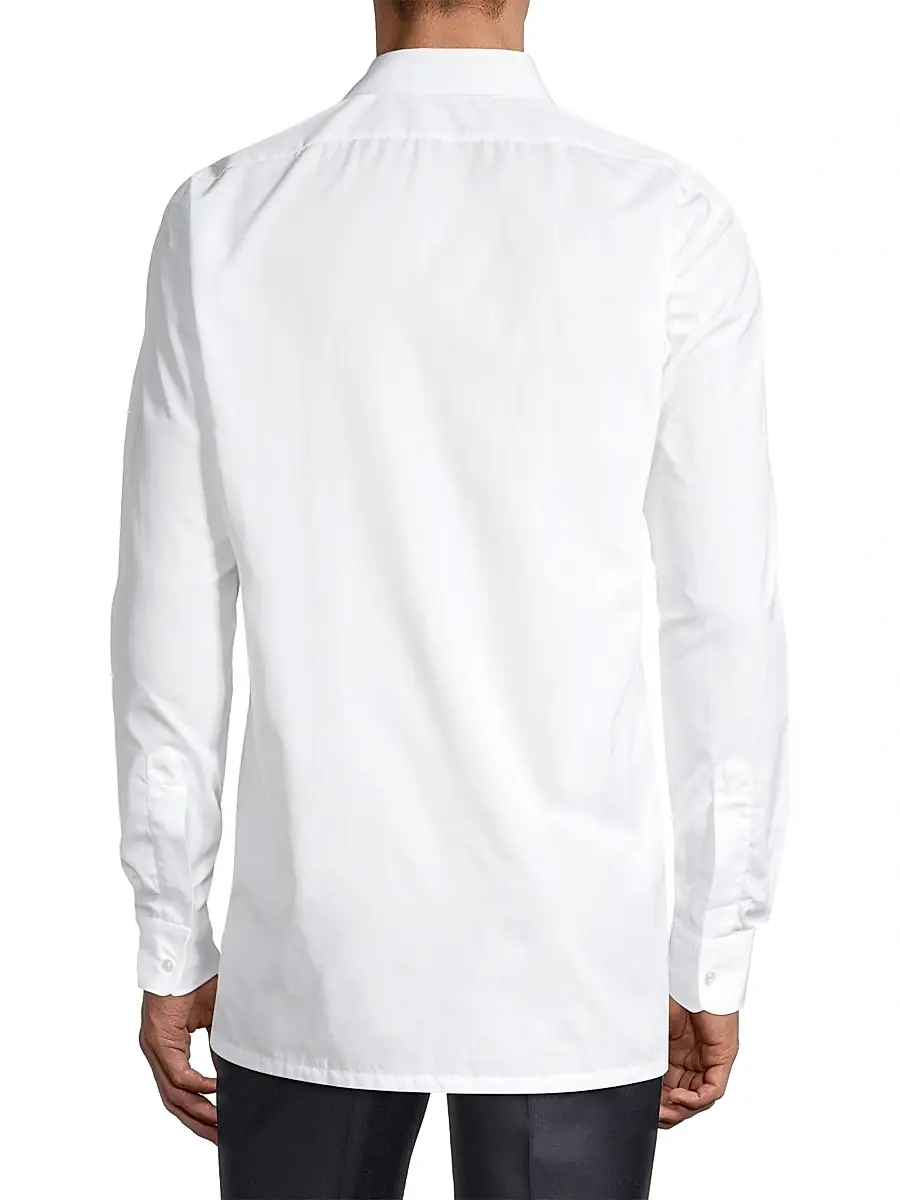 Charvet Men's Solid Poplin Dress Shirt | Thumbnail 5 Charvet Men's Solid Poplin Dress Shirt | Thumbnail 5
