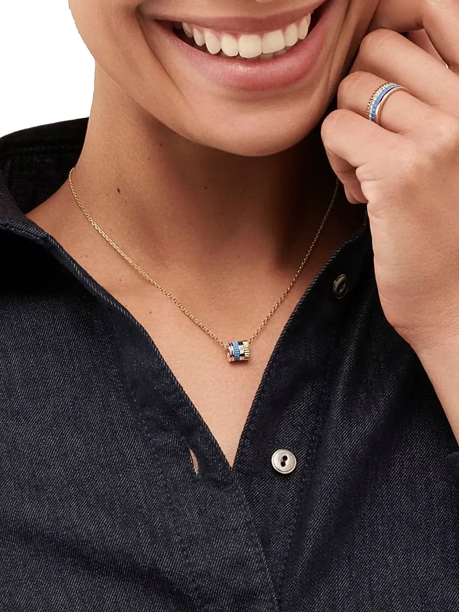 Boucheron Women's Quatre Blue Edition Tri-Tone 18K Gold, 0.01 TCW Diamond & HyCeram Mini Pendant Necklace - Gold Multi | Thumbnail 2